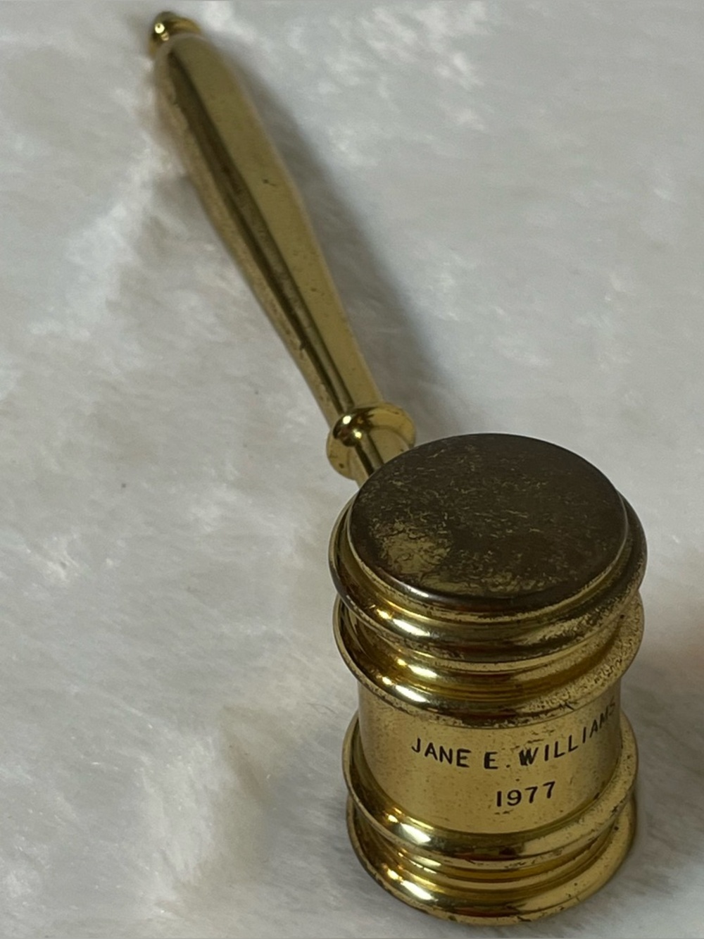 Vintage 1977 Mallet Gavel Hammer Auction Judge Paperweight Jane E Williams